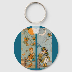 Junge und Mädchen der 1920er Jahre im Herbst Schlüsselanhänger