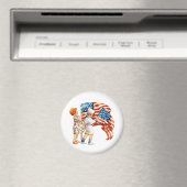 Junge und Mädchen, die Flaggen winken Magnet (In Situ (Geschirrspüler))