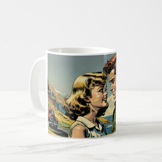 Junge und Mädchen, die Liebe machen, Für Comic Buc Kaffeetasse (Vorderseite Links)