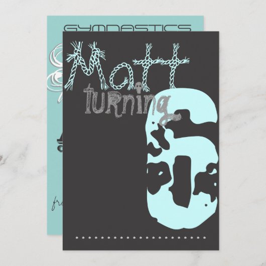 Junge und Mädchen Gymnastik Geburtstag Einladung (Vorne/Hinten)