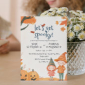 Junge und Mädchen Halloween Double Birthday Party Einladung