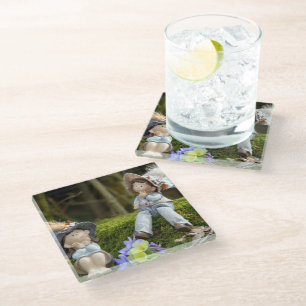Junge und Mädchen im Moss Glasuntersetzer
