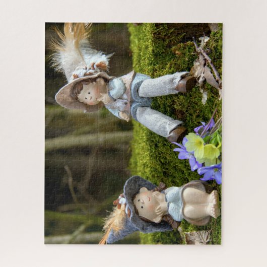 Junge und Mädchen im Moss Puzzle (Vertikal)