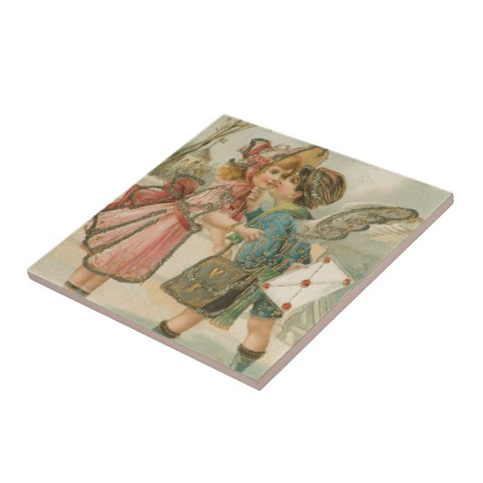 Junge und Mädchen in rosa Valentine Fliese (Seite)