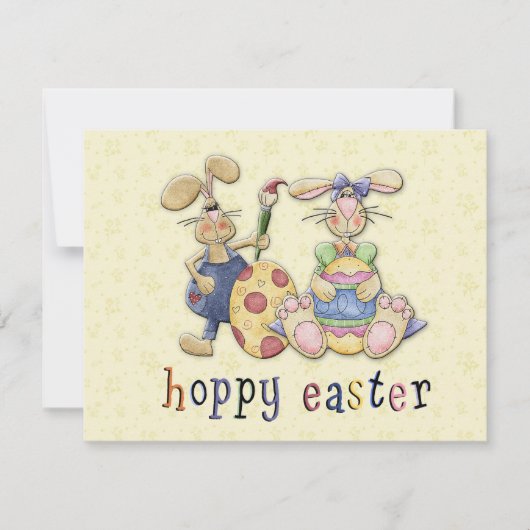 Junge und Mädchen Osterbäume malen Ostereier Karte (Vorderseite)