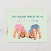 Junge und Mädchen Twin Baby Dusche Einladung (Vorne/Hinten)