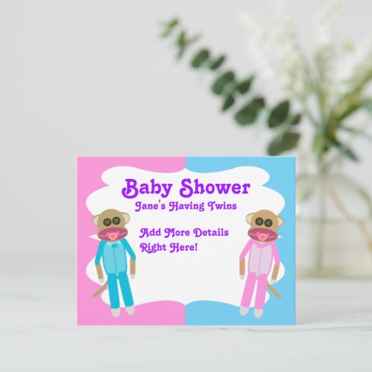 Junge und Mädchen Twins Blank Invite Einladung (Stehend Vorderseite)