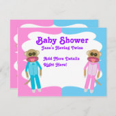 Junge und Mädchen Twins Blank Invite Einladung (Vorne/Hinten)