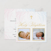 Junge und Mädchen Twins Foto Taufe Einladung (Vorne/Hinten)
