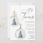 Junge und Mädchen Twins Winter Weihnachtsdusche Einladung (Vorderseite)