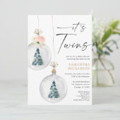 Junge und Mädchen Twins Winter Weihnachtsdusche Einladung (Stehend Vorderseite)