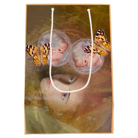 Junge und Mädchen Zwillinge Mittlere Geschenktüte (Rückseite)