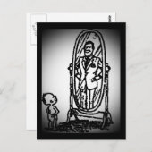 Junge und Mann schauen in den Spiegel Postkarte (Vorne/Hinten)