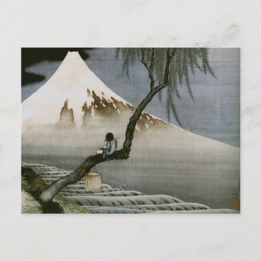 Junge und Mount Fuji Hokusai japanische Fine Art Postkarte (Vorderseite)