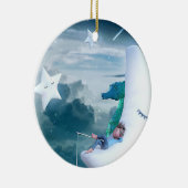 Junge und Seepferde Fischen auf dem Mond Keramik Ornament (Rechts)