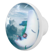 Junge und Seepferde Fischen auf dem Mond Keramikknauf (Rechts)