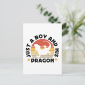 Junge und sein bärtiger Drachenartikel-Zitat Postkarte (Stehend Vorderseite)