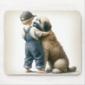 Junge und sein großer Hund Mousepad (Vorne)