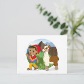Junge und sein Lama Postkarte (Stehend Vorderseite)