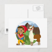 Junge und sein Lama Postkarte (Vorne/Hinten)