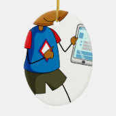 Junge und Tablette Keramikornament (Vorne)