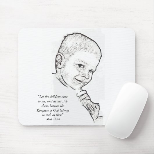 Junge und Teddy (Mark 10:14) Mousepad (Mit Mouse)