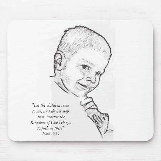 Junge und Teddy (Mark 10:14) Mousepad (Vorne)