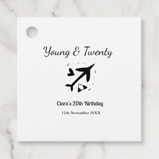 Junge und zwanzig Abenteuer glücklicher Geburtstag Geschenkanhänger (Vorderseite)