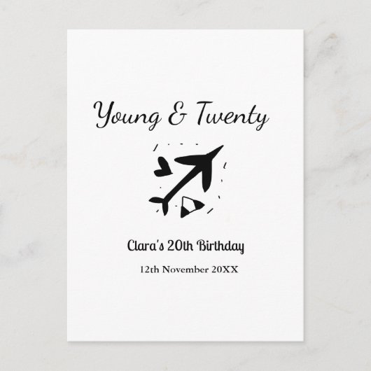 Junge und zwanzig Abenteuer glücklicher Geburtstag Postkarte (Vorderseite)