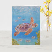 Junge Unechte Karettschildkröte Karte (Gelbe Blume)