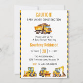 Junge unter Baustellen Baby Dusche Party Einladung (Vorderseite)