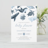 Junge unter der Sea Baby Dusche Einladung (Stehend Vorderseite)
