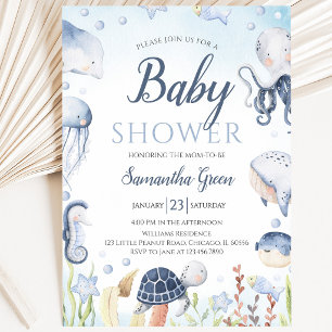 Junge unter der Sea Baby Dusche Einladung