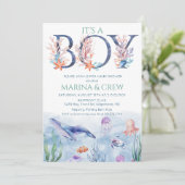 Junge unter der Sea Baby Dusche Einladung (Stehend Vorderseite)