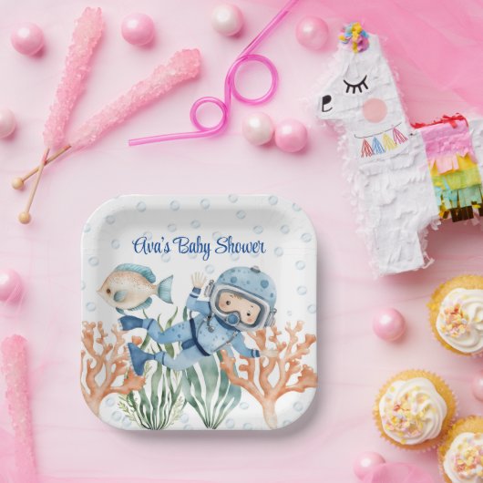 Junge unter der Sea Baby Dusche Pappteller (Party)