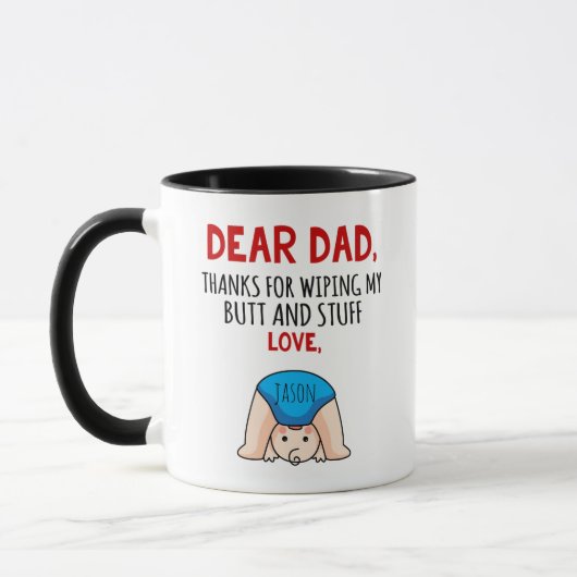 Junge Vater Danke, dass du meinen Hintern abgewisc Tasse (Links)