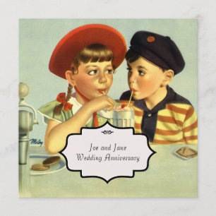 Junge Verliebte Vintage-Illustration Einladung