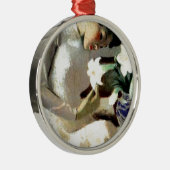 Junge vietnamesische Frau mit Lilie Silbernes Ornament (Rechts)