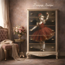 Junge Vintage-Ballerina im roten Tutu-Decoupage