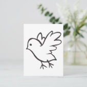 Junge Vögel fliegen in Schwarz-Weiß-Skizze Postkarte (Stehend Vorderseite)