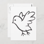 Junge Vögel fliegen in Schwarz-Weiß-Skizze Postkarte (Vorne/Hinten)