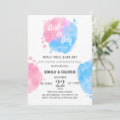 Junge von Mädchen in Aquarellfarbe offenbart Einladung (Stehend Vorderseite)