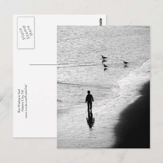 Junge Wading im Surf Postkarte (Vorne/Hinten)