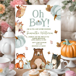 Junge Wald Kürbis Tiere Baby Shower Einladung