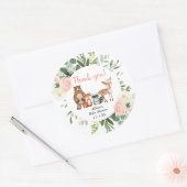 Junge Waldtiere rot-rosa grün Runder Aufkleber (Umschlag)