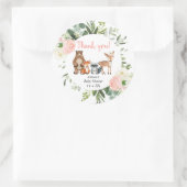 Junge Waldtiere rot-rosa grün Runder Aufkleber (Tasche)