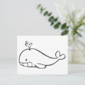 Junge Wale spucken in Schwarz-Weiß-Skizze ab Postkarte (Stehend Vorderseite)