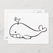Junge Wale spucken in Schwarz-Weiß-Skizze ab Postkarte (Vorne/Hinten)