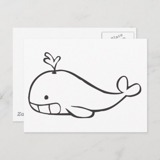 Junge Wale spucken in Schwarz-Weiß-Skizze ab Postkarte (Vorne/Hinten)