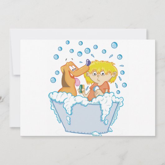 Junge waschende Hundeeinladungen Einladung (Vorderseite)